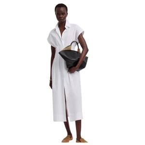 COS White Sleeveless 100%  Cotton Shirt Dress Minimalist Tie Waist Tie Size 12